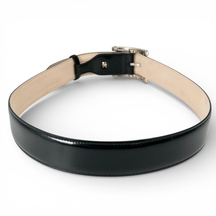 Great BVLGARI belt Assioma belt Pin buckle black leather mens 37963