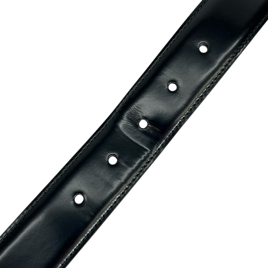 Great BVLGARI belt Assioma belt Pin buckle black leather mens 37963