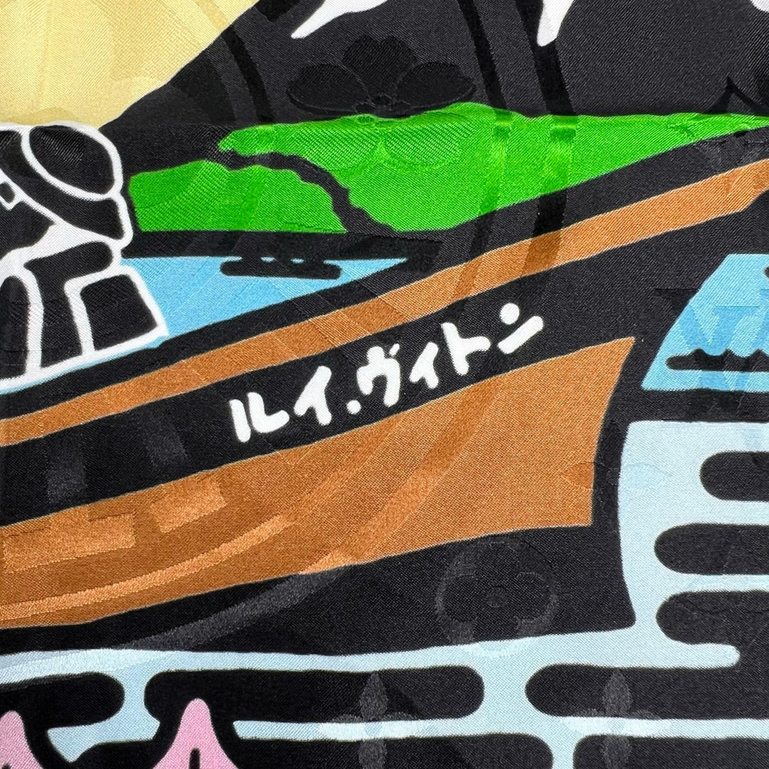 Excellent LOUIS VUITTON scarf Bandana LV City Stamp multicolor silk Women M96939