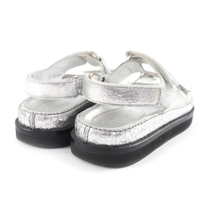 Excellent CHANEL Sandals Silver leather Women 37 G31857
