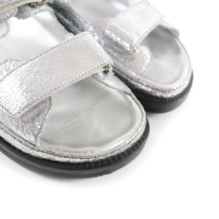 Excellent CHANEL Sandals Silver leather Women 37 G31857