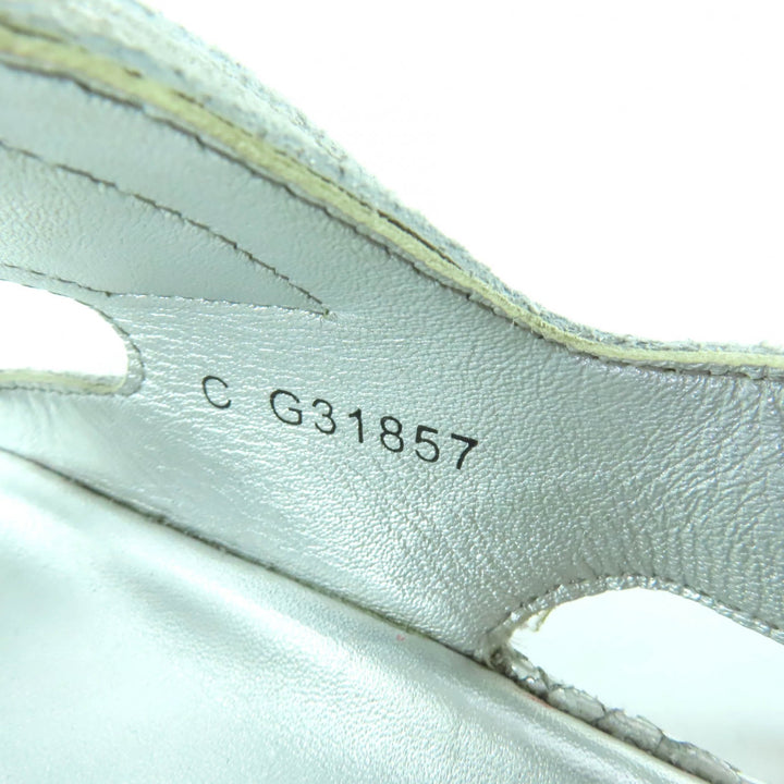 Excellent CHANEL Sandals Silver leather Women 37 G31857