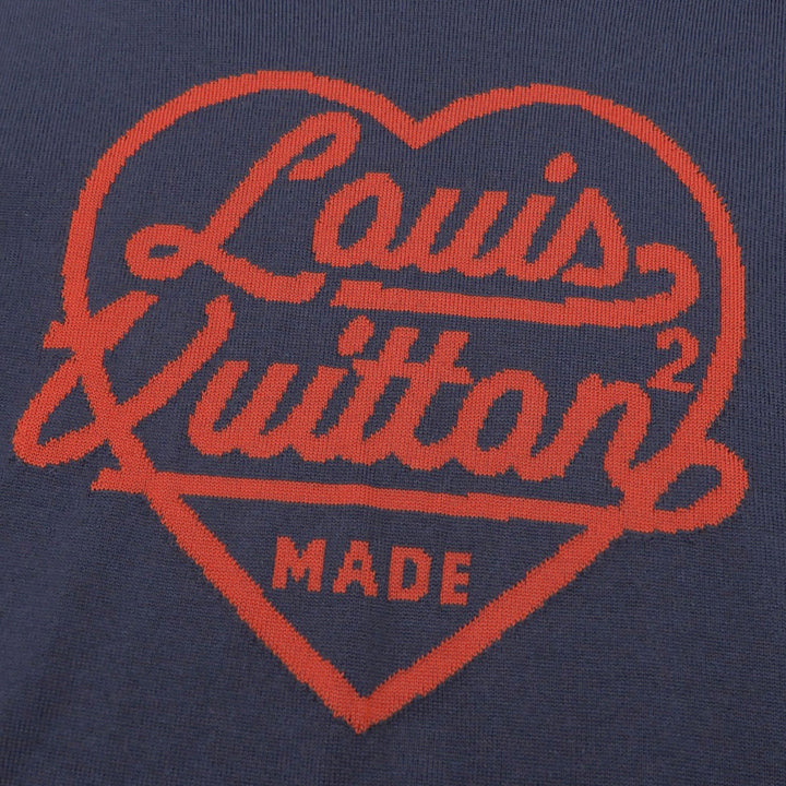 Excellent LOUIS VUITTON NIGO knit logo turtleneck Navy wool mens XL