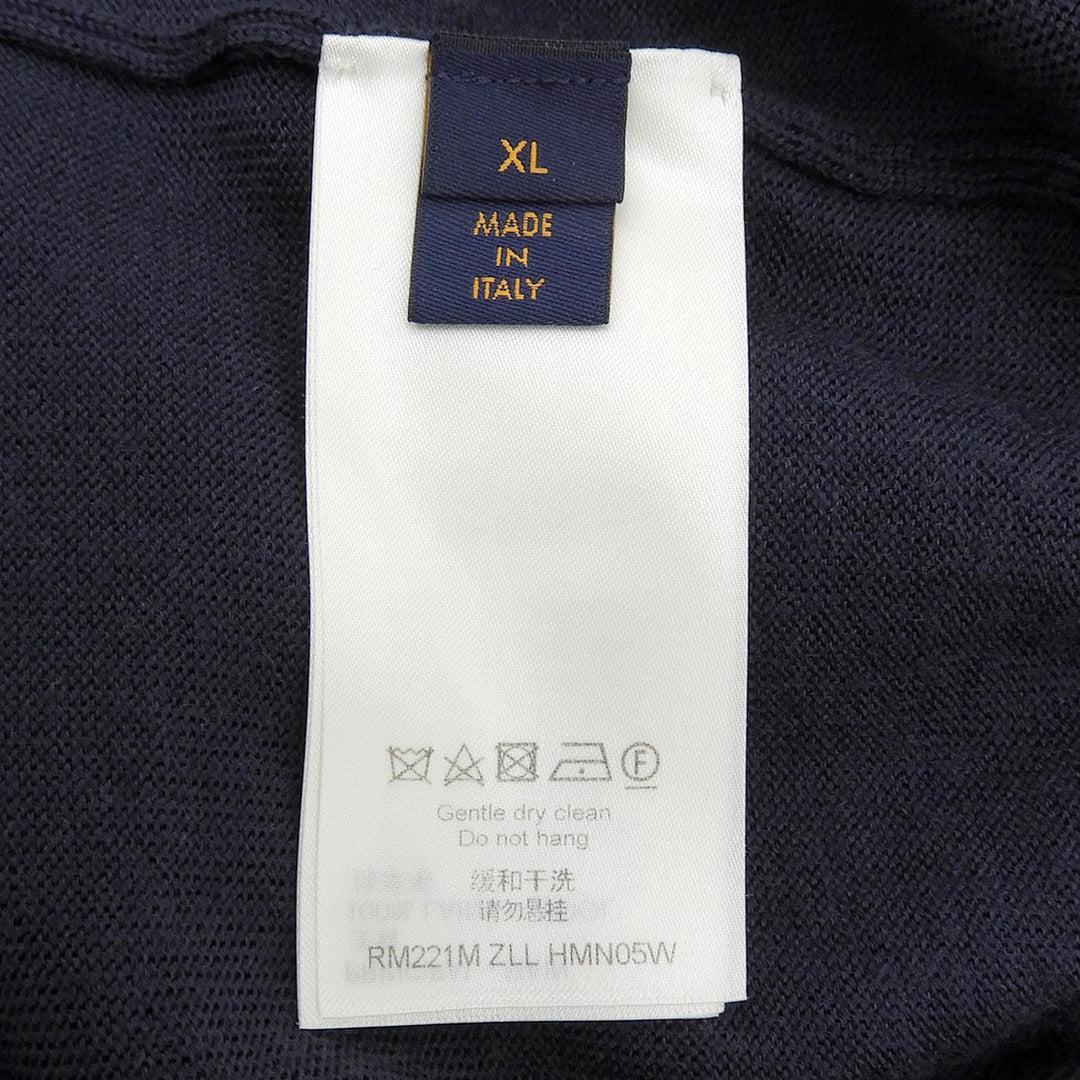 Excellent LOUIS VUITTON NIGO knit logo turtleneck Navy wool mens XL