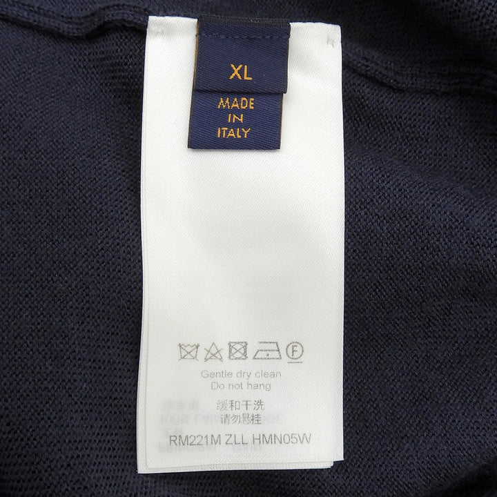 Excellent LOUIS VUITTON NIGO knit logo turtleneck Navy wool mens XL