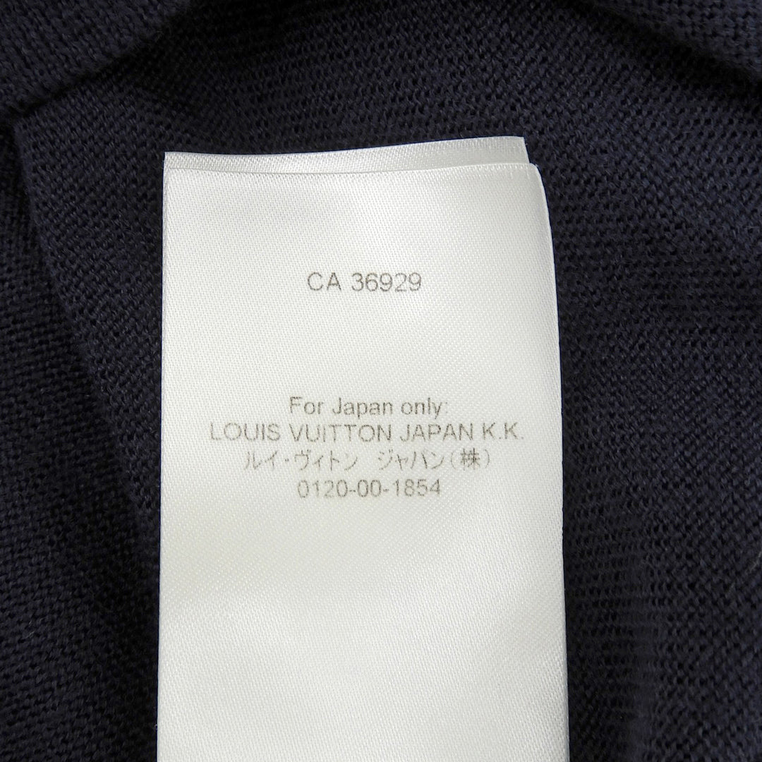Excellent LOUIS VUITTON NIGO knit logo turtleneck Navy wool mens XL