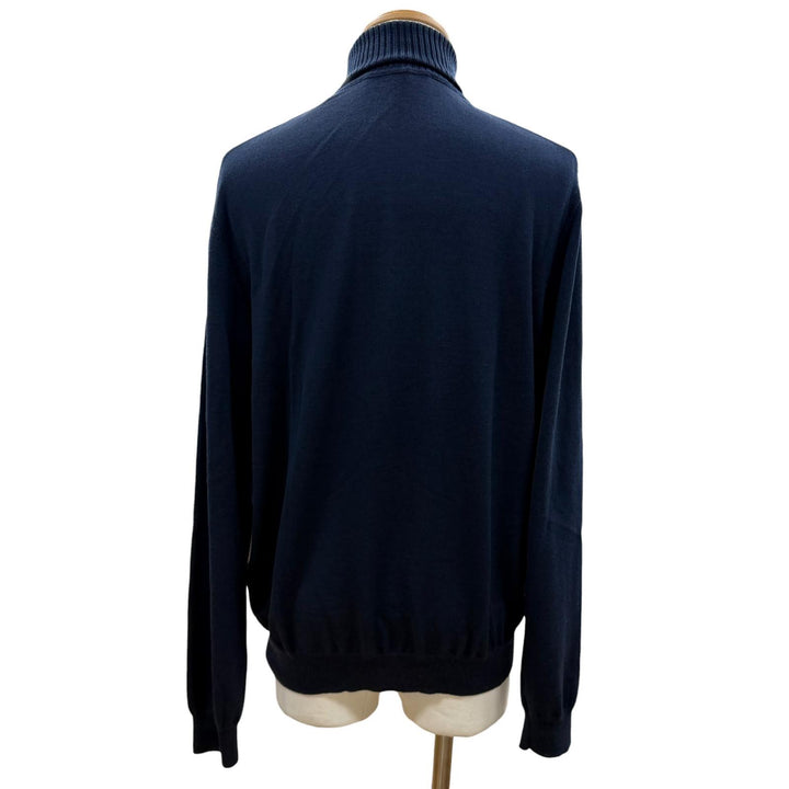 Excellent LOUIS VUITTON NIGO knit logo turtleneck Navy wool mens XL