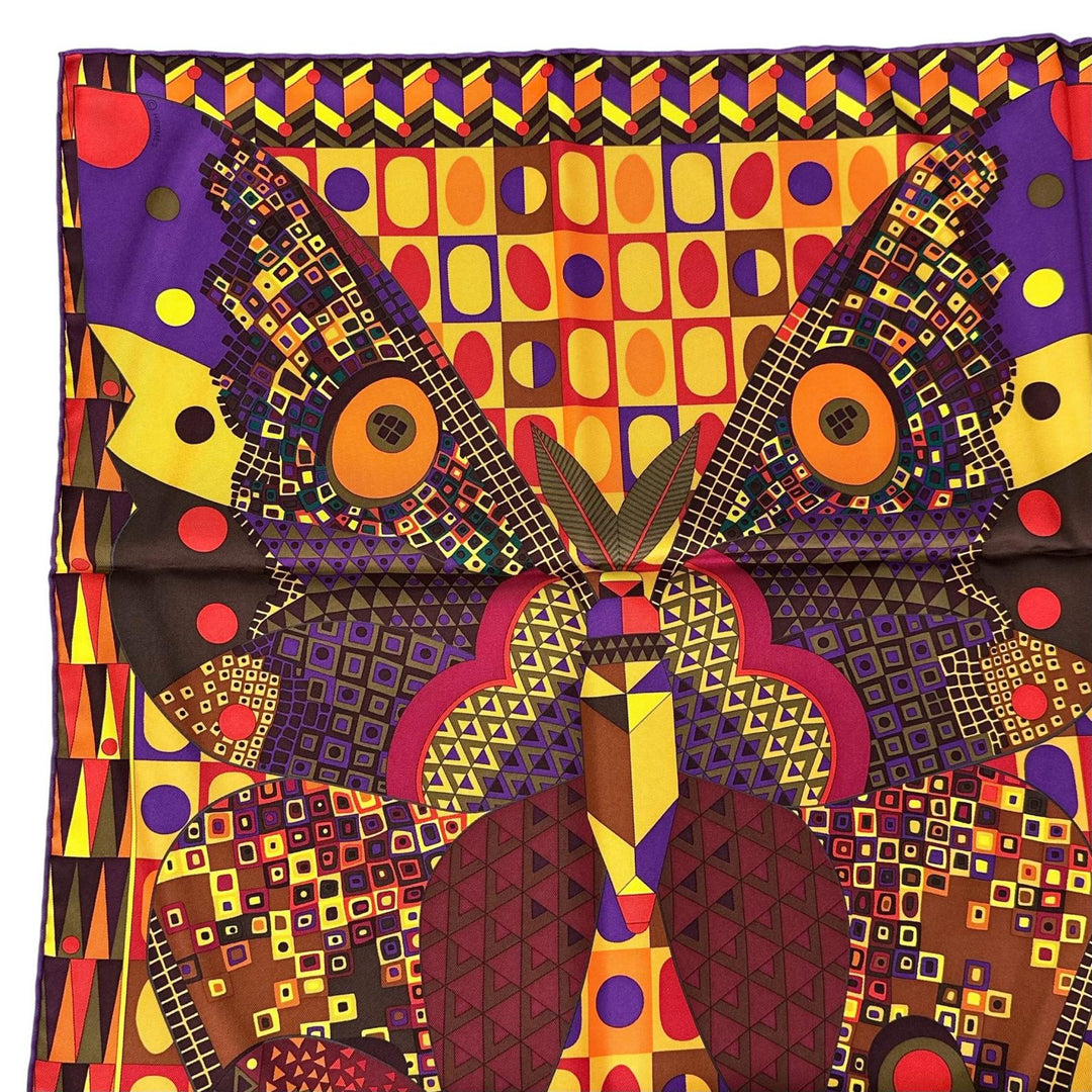 Excellent HERMES scarf Carré 90 Silk Wings (LES AILES DE LA SOIE) multicolor