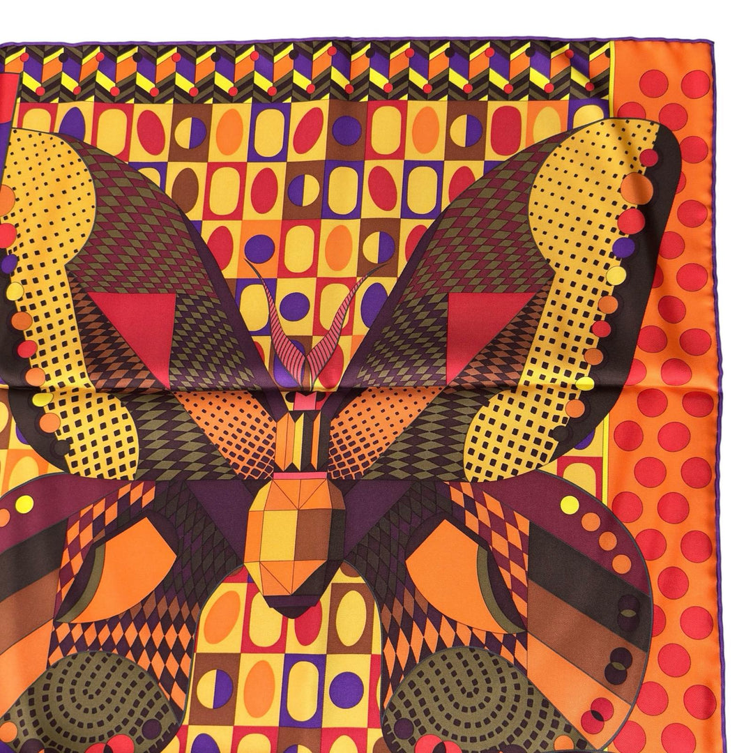 Excellent HERMES scarf Carré 90 Silk Wings (LES AILES DE LA SOIE) multicolor