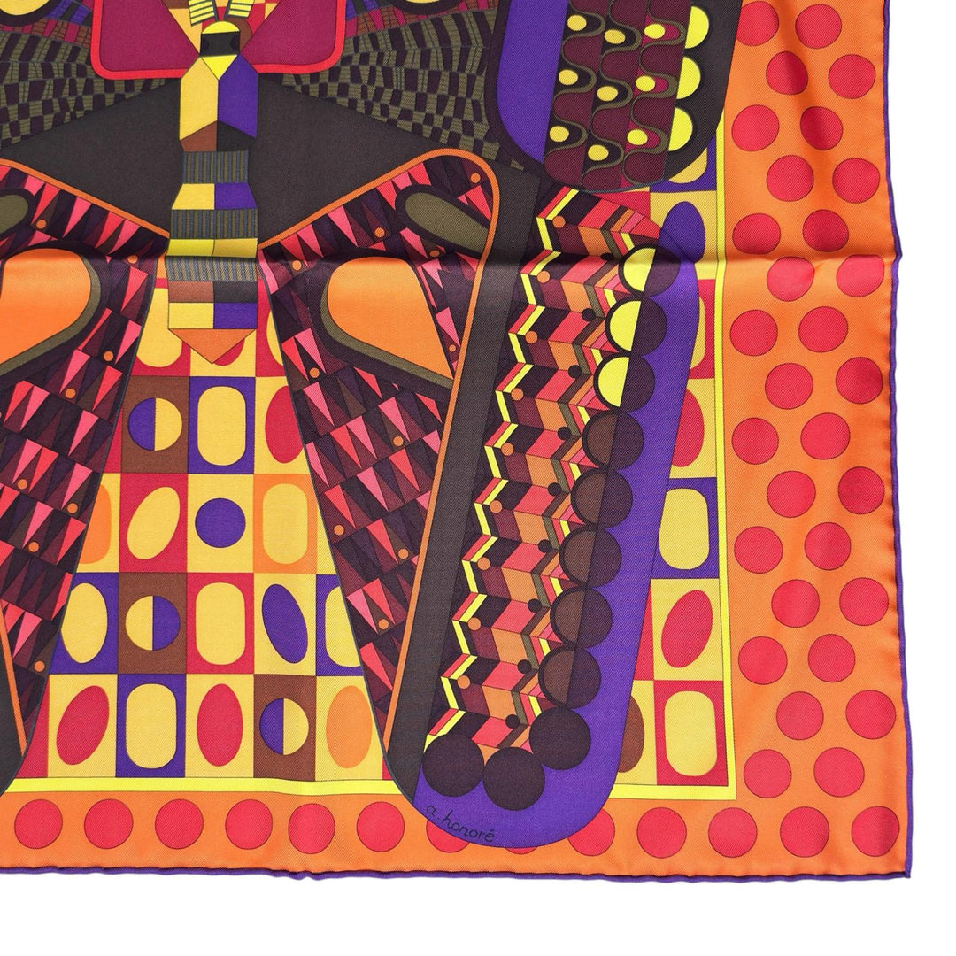 Excellent HERMES scarf Carré 90 Silk Wings (LES AILES DE LA SOIE) multicolor