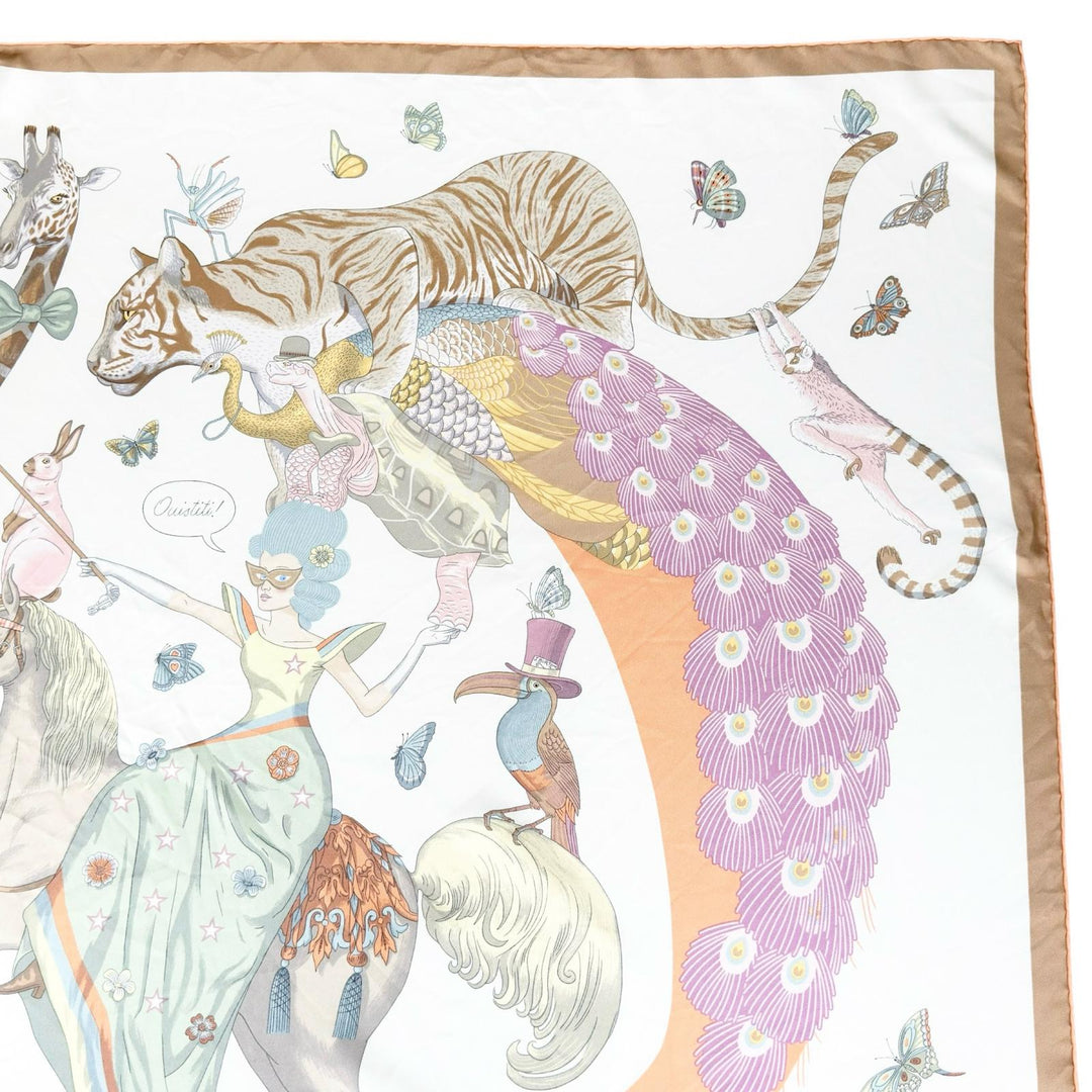 Great HERMES scarf Carré 90 Hermès Story OUISTITI Animal multicolor silk Women
