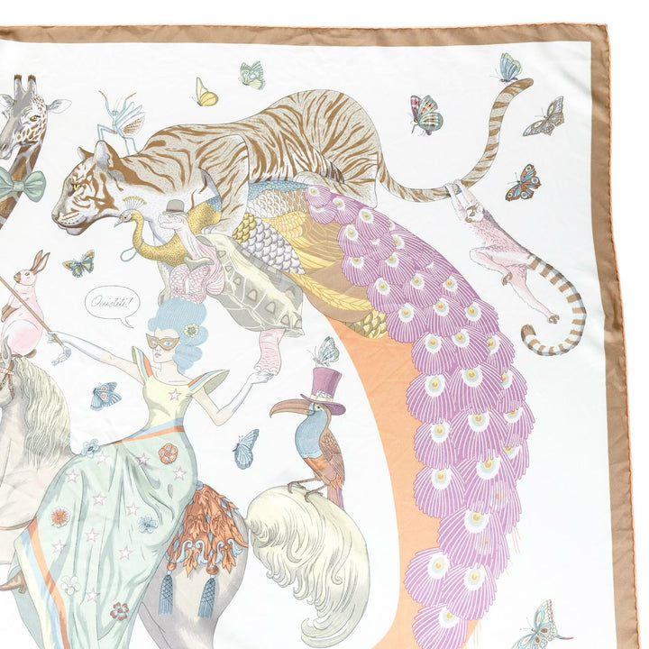 Great HERMES scarf Carré 90 Hermès Story OUISTITI Animal multicolor silk Women