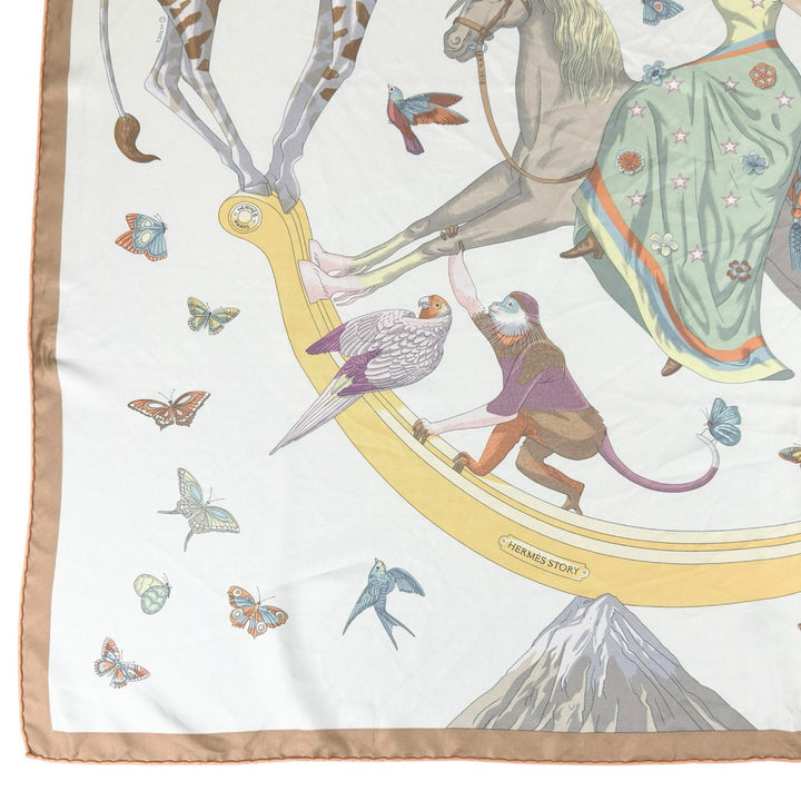 Great HERMES scarf Carré 90 Hermès Story OUISTITI Animal multicolor silk Women