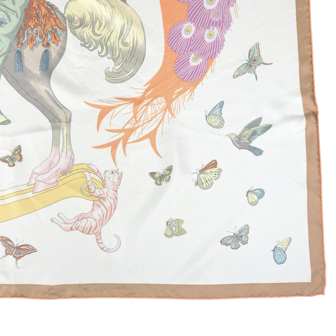 Great HERMES scarf Carré 90 Hermès Story OUISTITI Animal multicolor silk Women