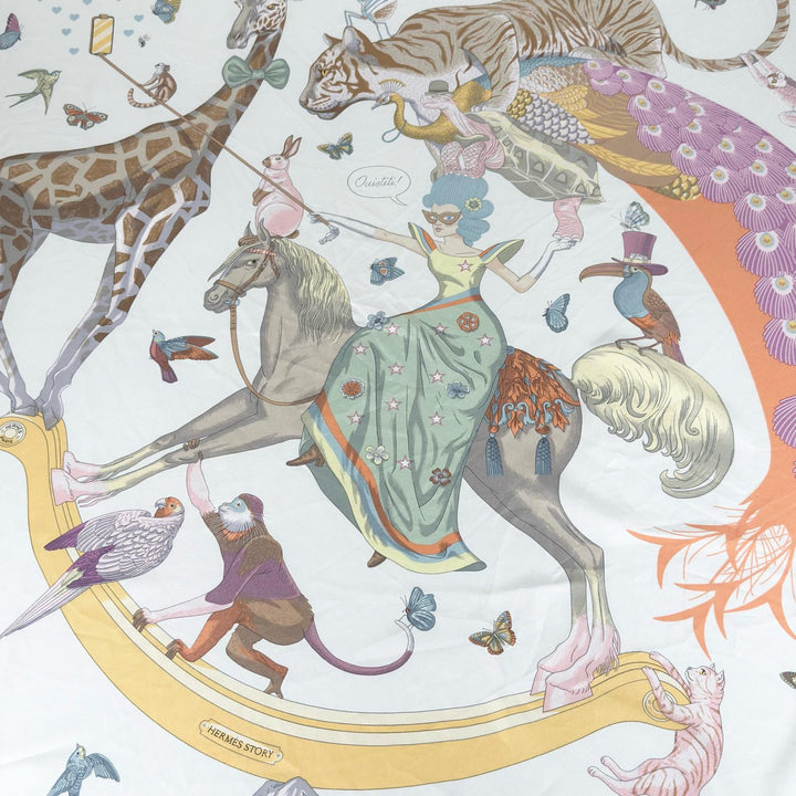 Great HERMES scarf Carré 90 Hermès Story OUISTITI Animal multicolor silk Women