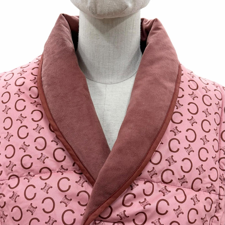 Pristine CELINE Down vest Macadam Pattern Feather Shoulder Pad pink down Women