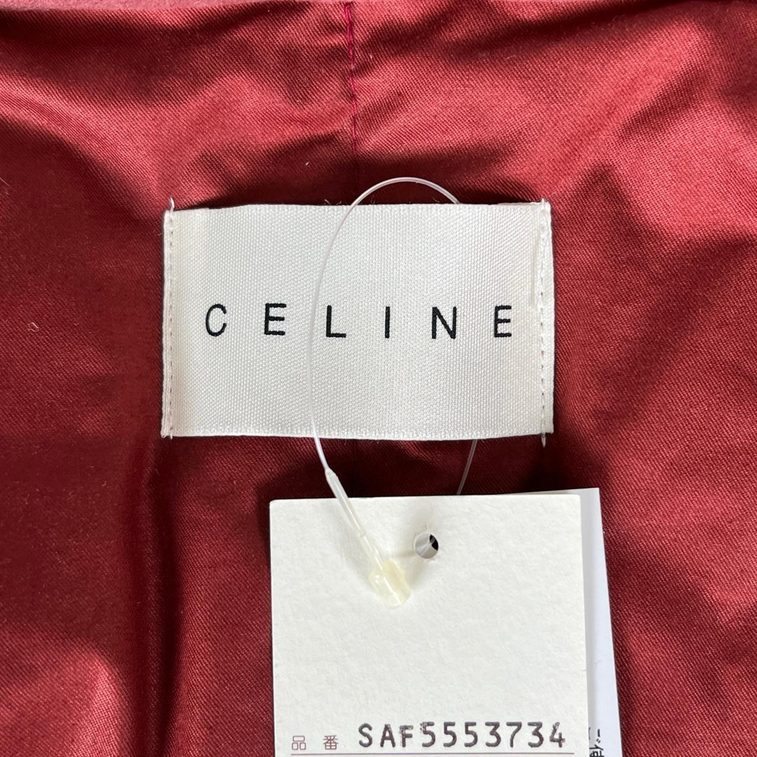 Pristine CELINE Down vest Macadam Pattern Feather Shoulder Pad pink down Women