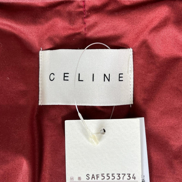 Pristine CELINE Down vest Macadam Pattern Feather Shoulder Pad pink down Women