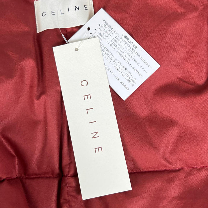 Pristine CELINE Down vest Macadam Pattern Feather Shoulder Pad pink down Women