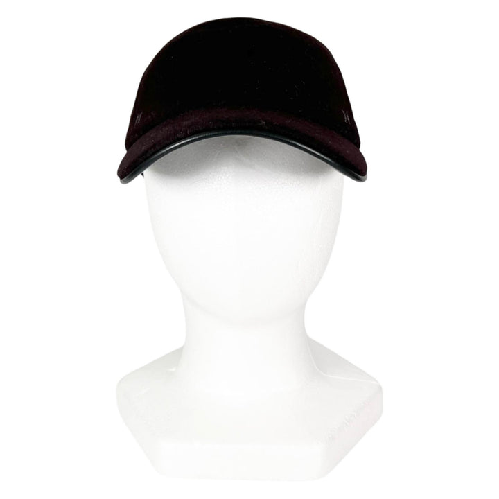 Pristine HERMES cap H embroidery serie button Dark brown cashmere mens 57