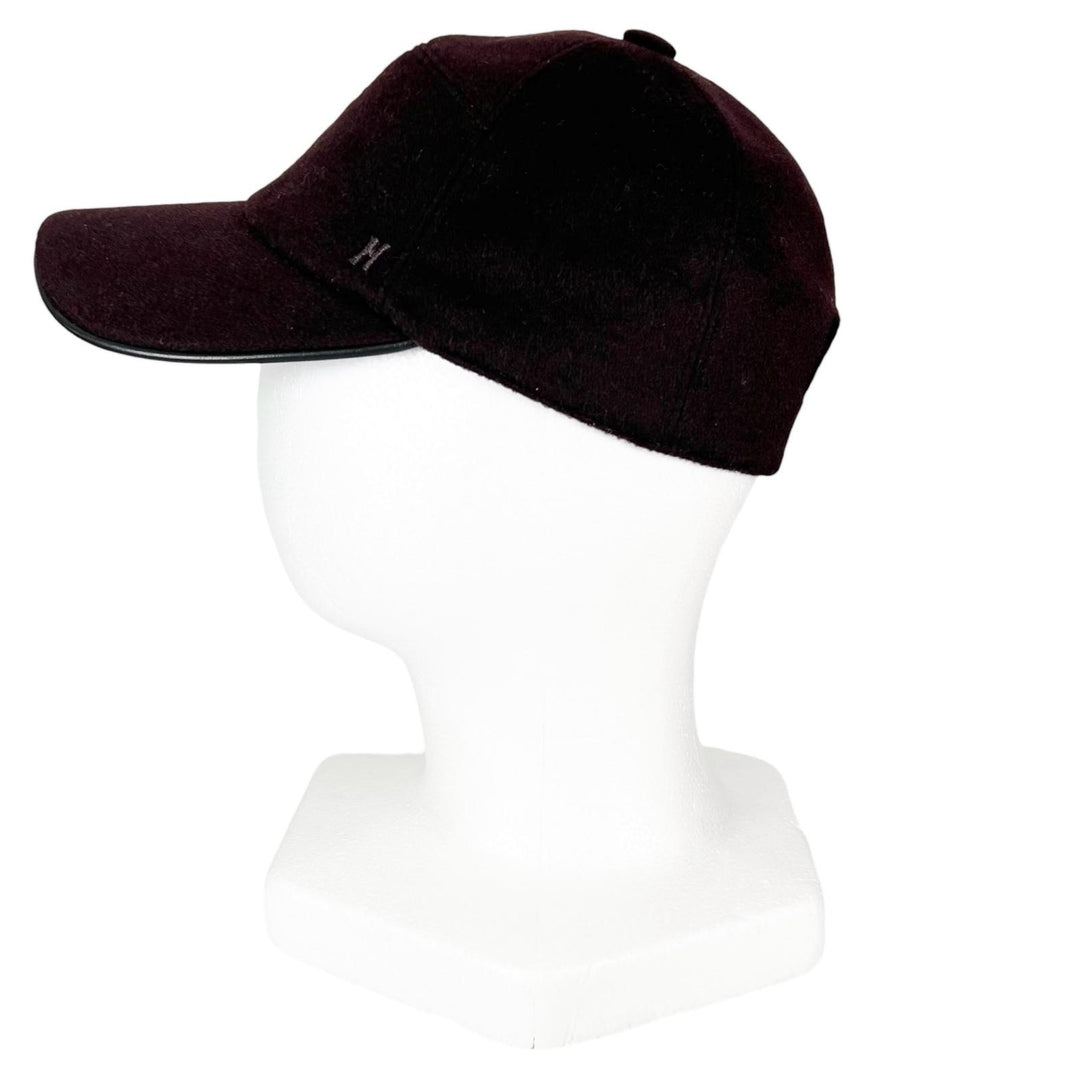 Pristine HERMES cap H embroidery serie button Dark brown cashmere mens 57