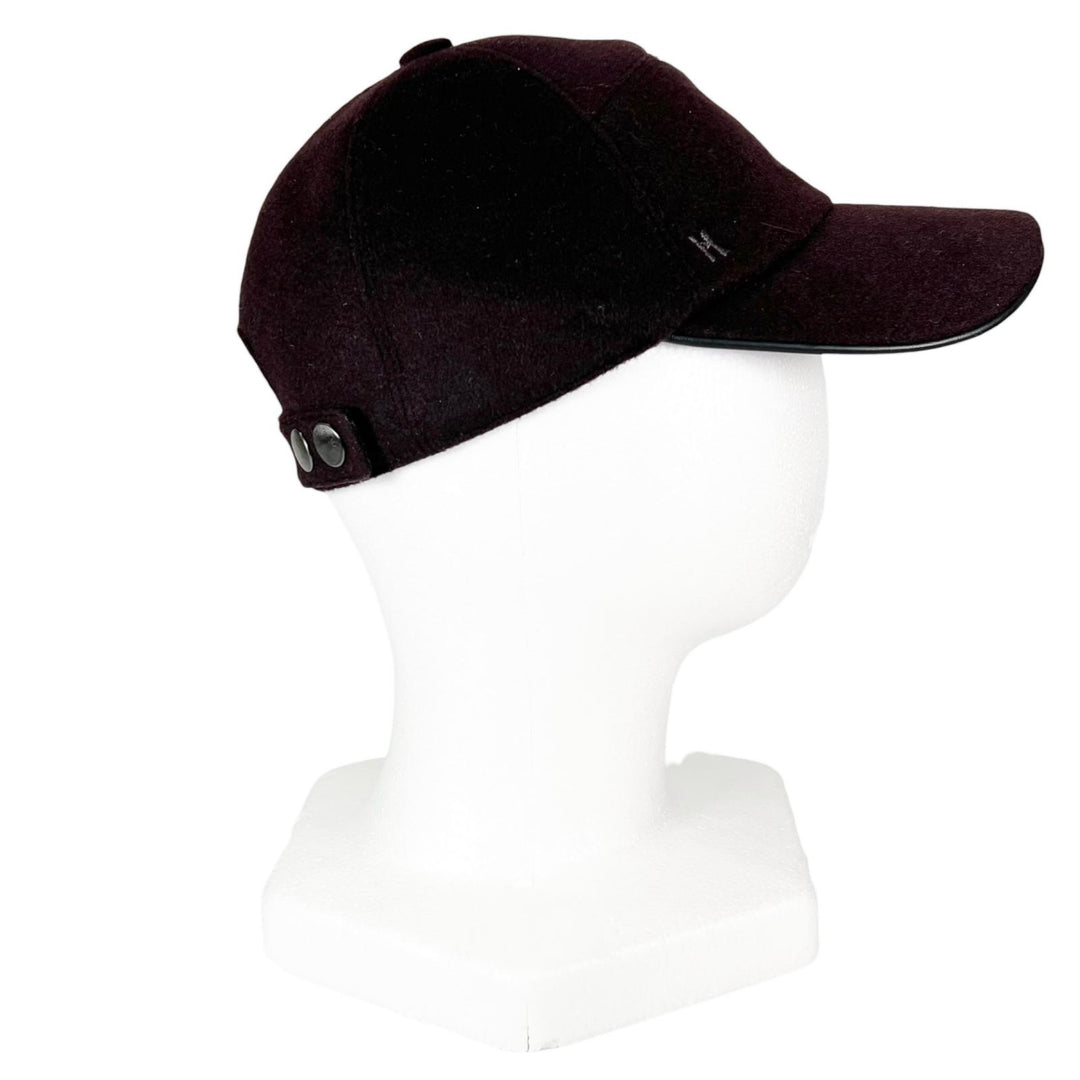 Pristine HERMES cap H embroidery serie button Dark brown cashmere mens 57