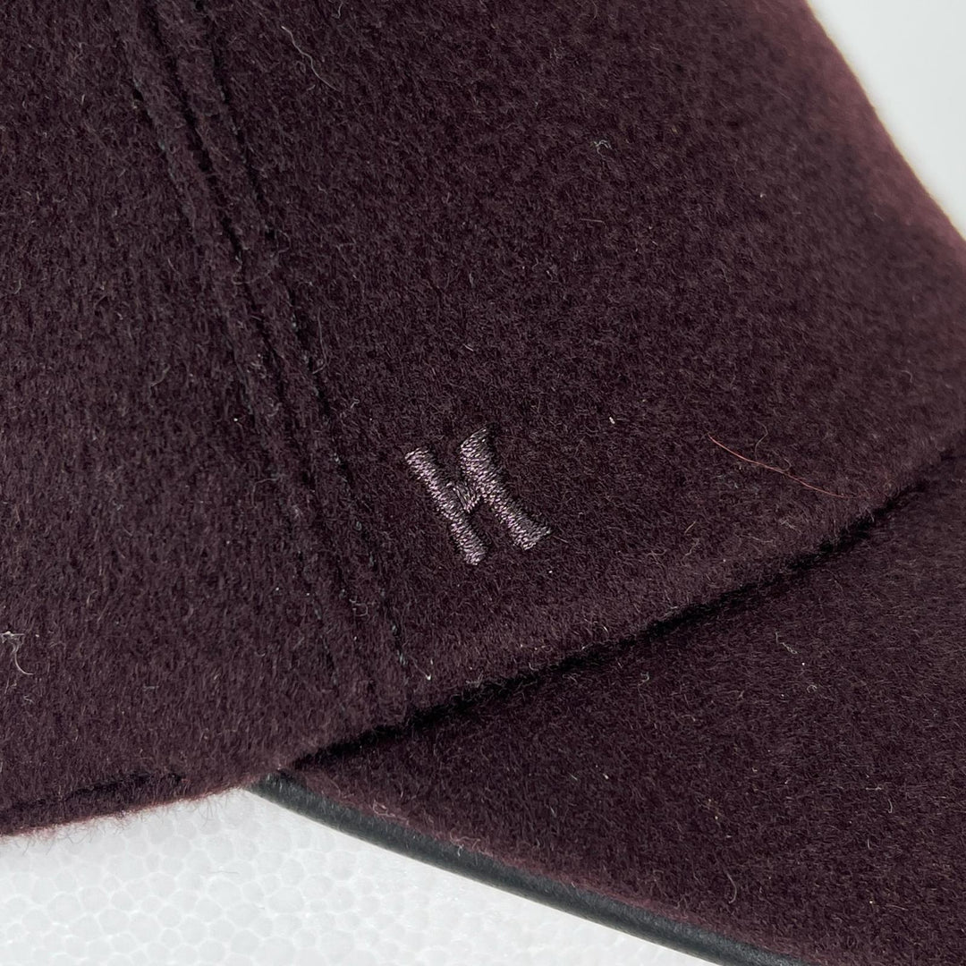 Pristine HERMES cap H embroidery serie button Dark brown cashmere mens 57
