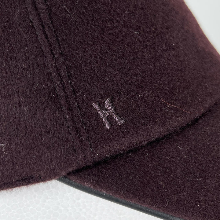 Pristine HERMES cap H embroidery serie button Dark brown cashmere mens 57