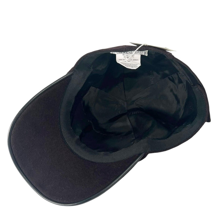 Pristine HERMES cap H embroidery serie button Dark brown cashmere mens 57