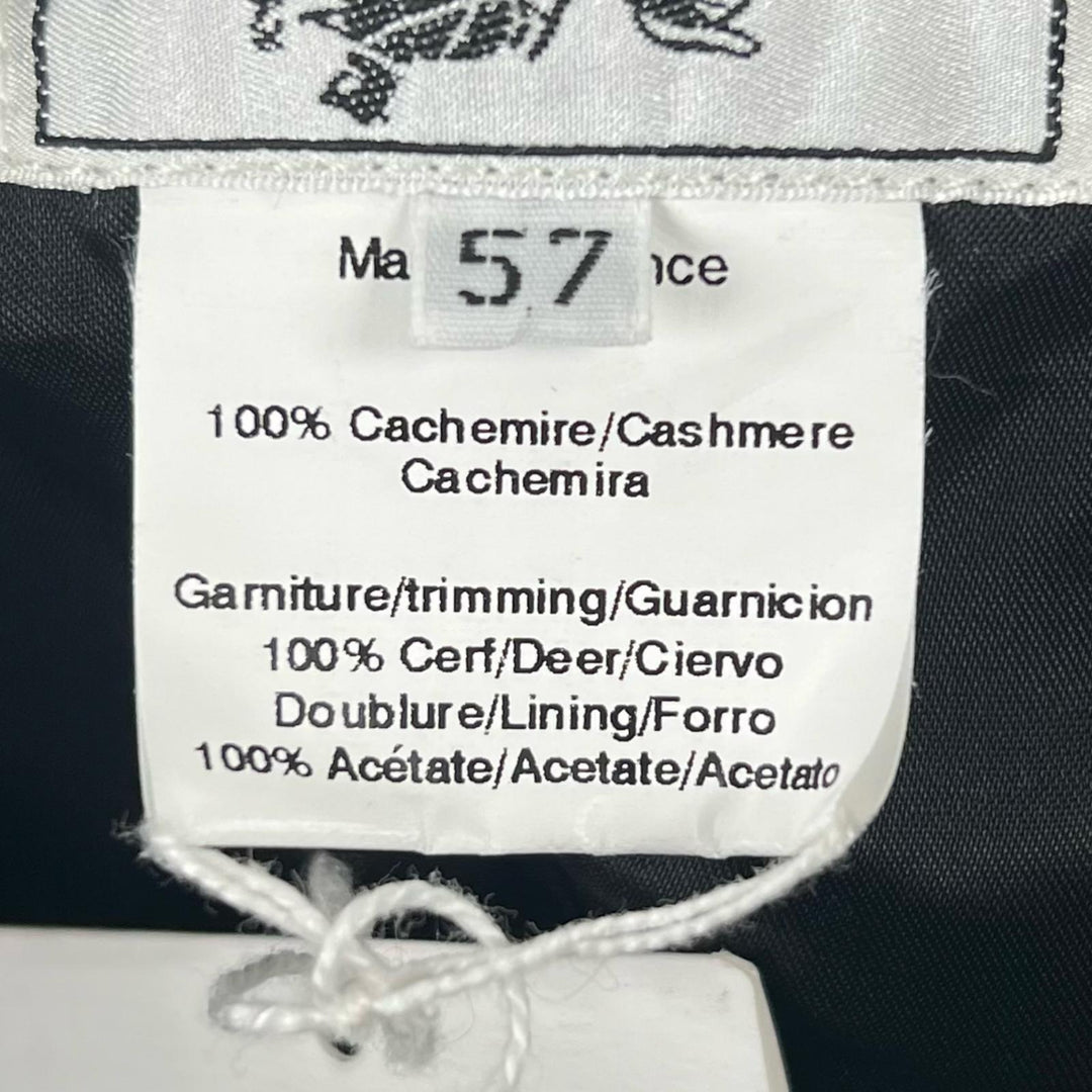 Pristine HERMES cap H embroidery serie button Dark brown cashmere mens 57