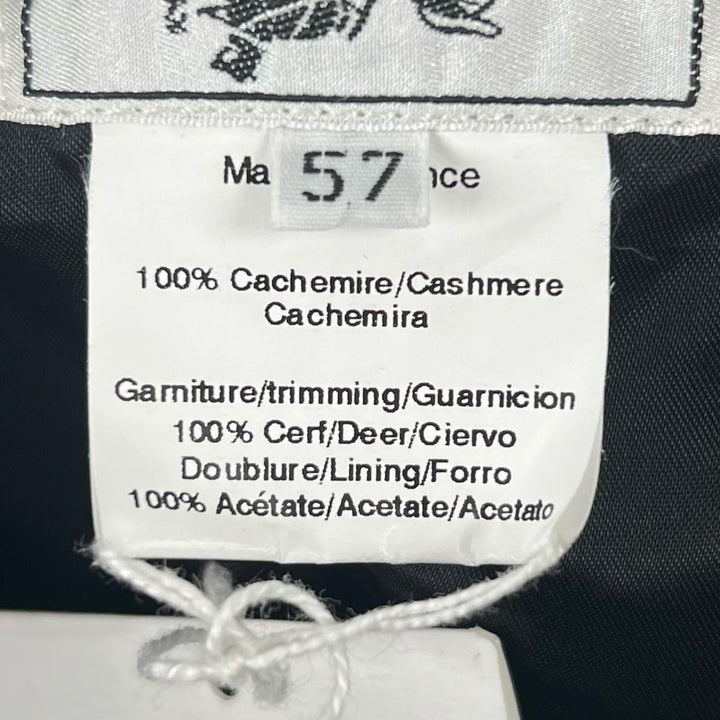Pristine HERMES cap H embroidery serie button Dark brown cashmere mens 57
