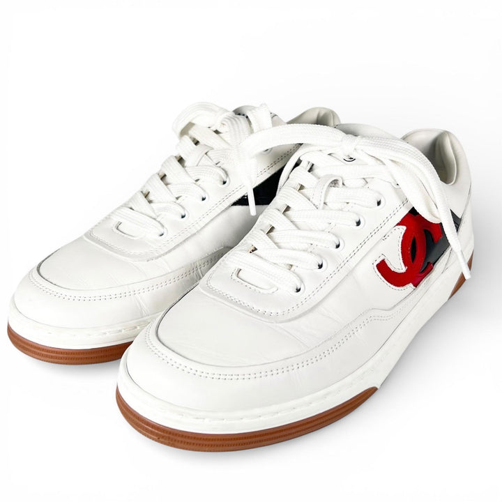 Excellent CHANEL sneakers COCO Mark white Women 35 G39978