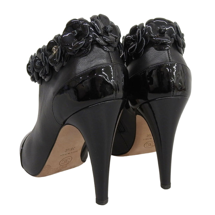 Great CHANEL Ankle boots black leather Women 38.5 G31795