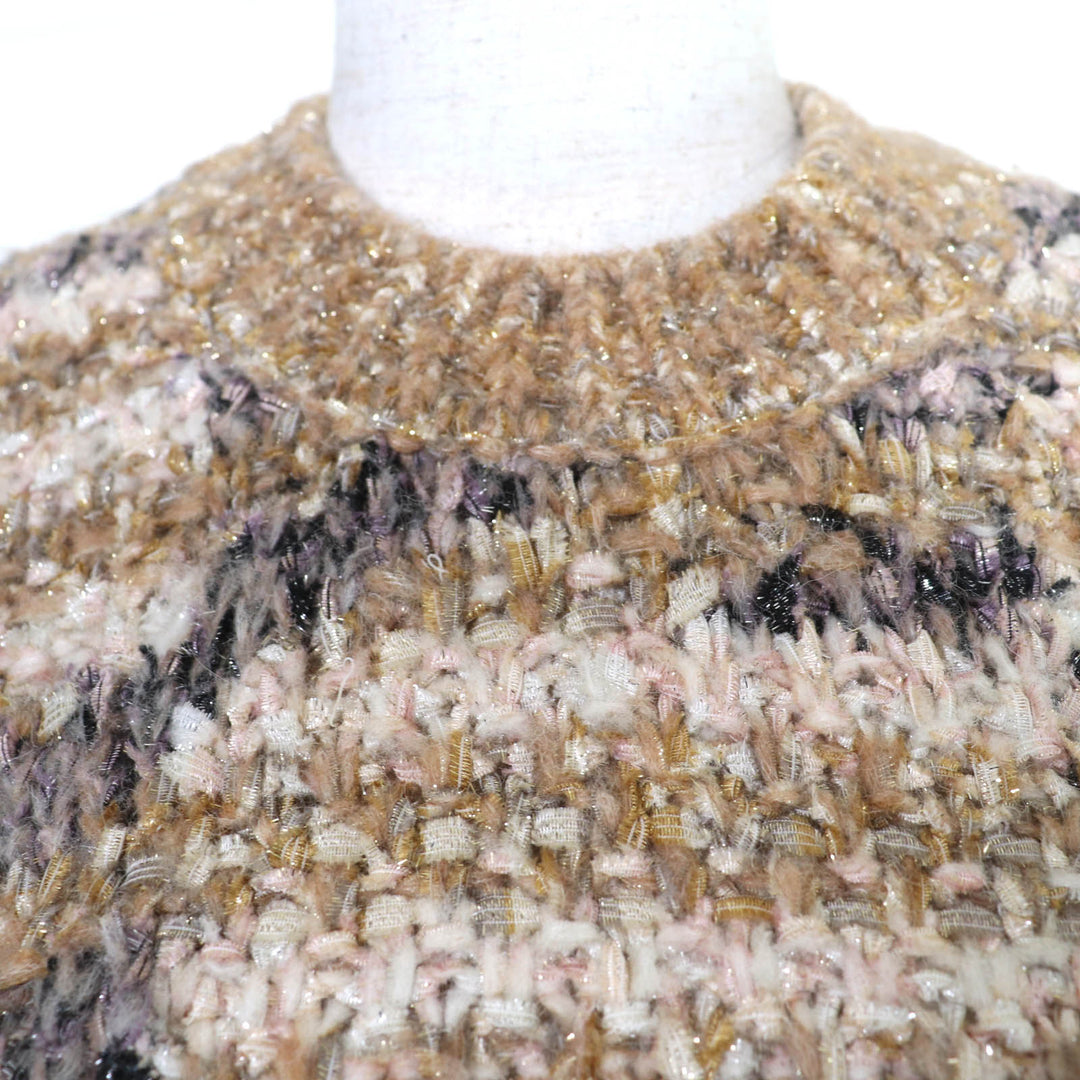 Great CHANEL one piece Wool and Alpaca Blend COCO Mark Tweed Knit 34 P60141