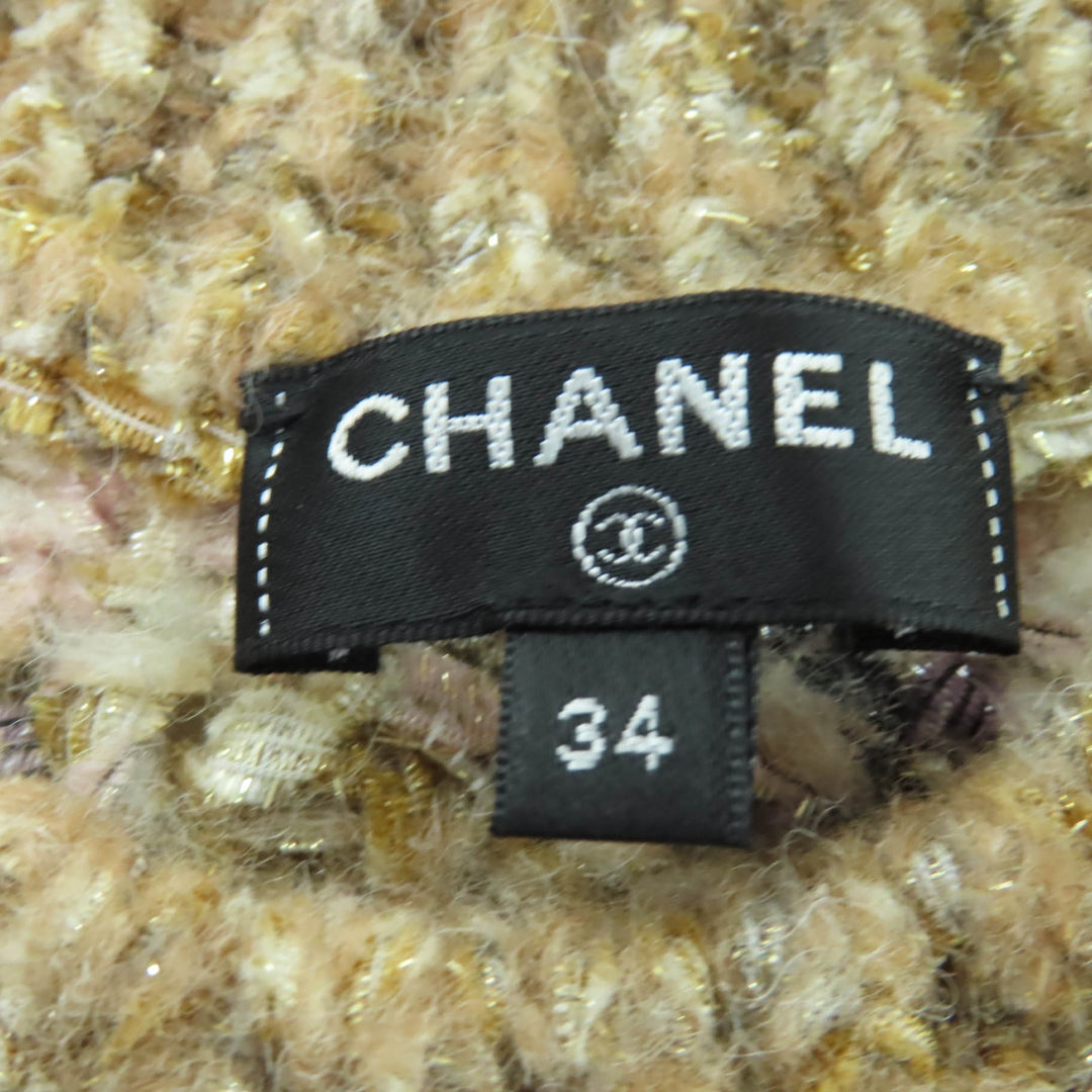 Great CHANEL one piece Wool and Alpaca Blend COCO Mark Tweed Knit 34 P60141