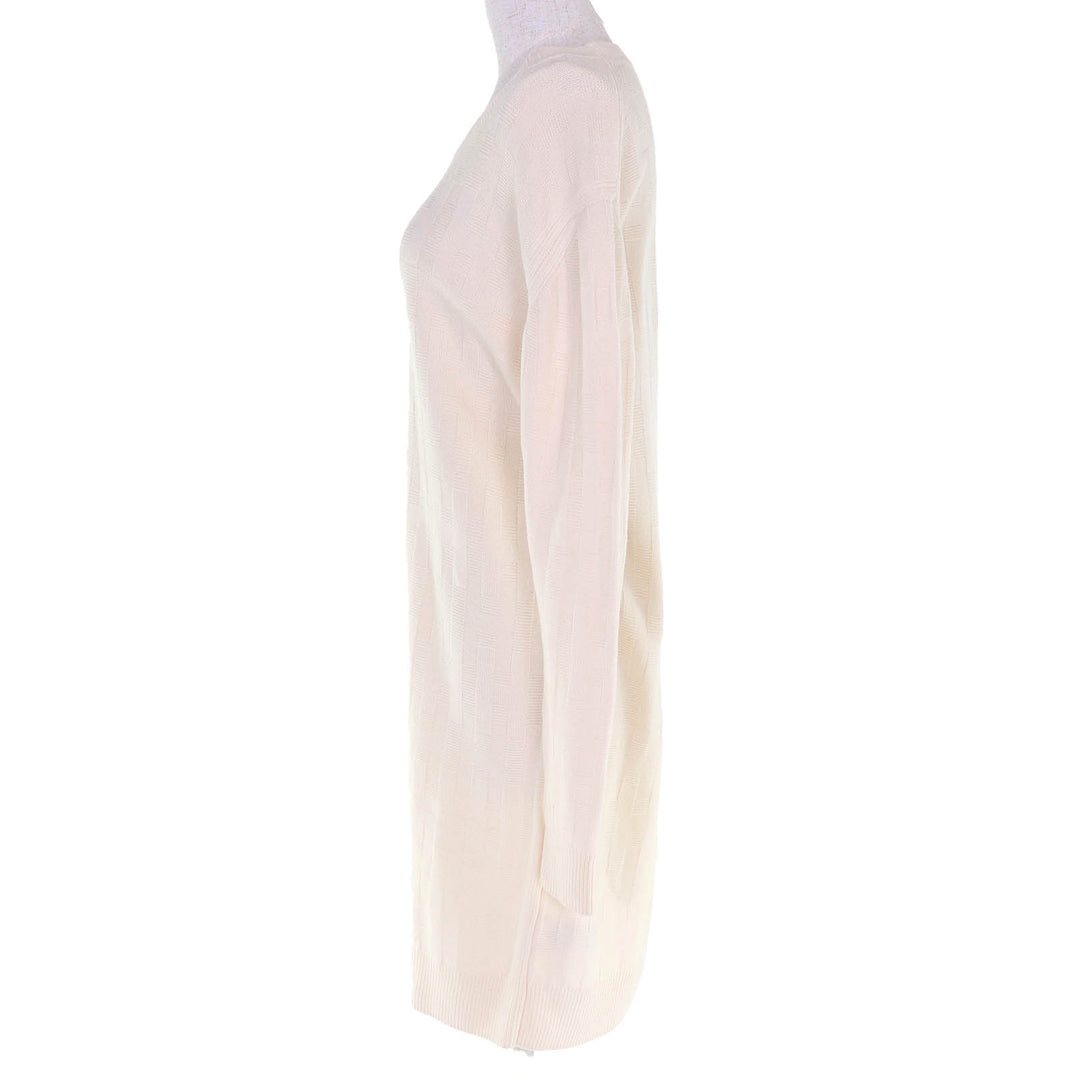 Excellent HERMES one piece H-pattern knit crew neck long sleeve Ivory wool 36