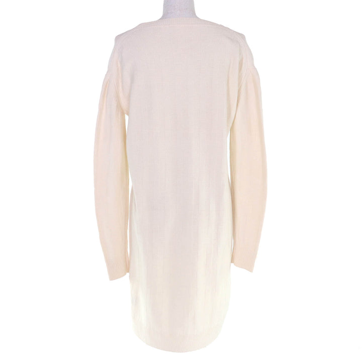 Excellent HERMES one piece H-pattern knit crew neck long sleeve Ivory wool 36