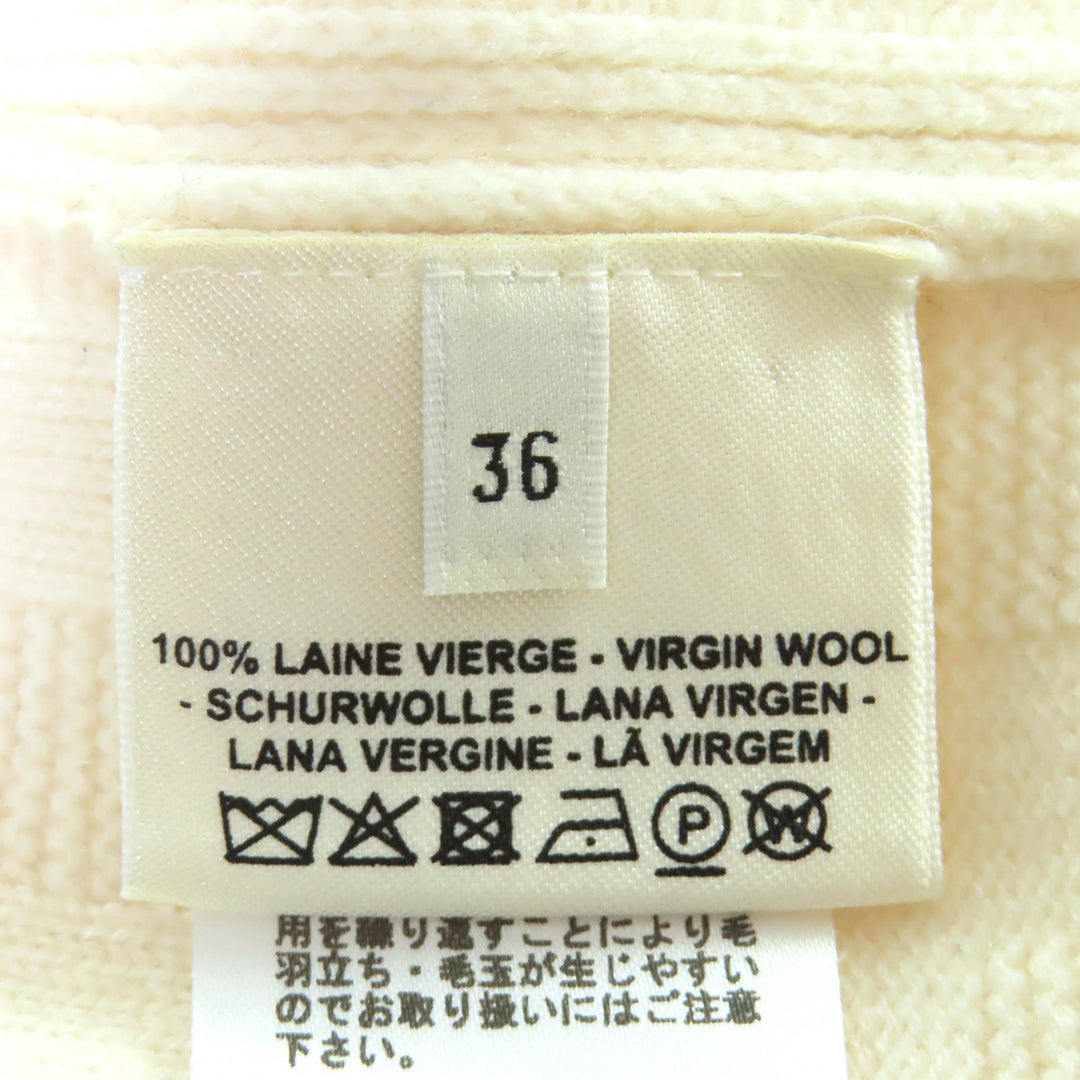 Excellent HERMES one piece H-pattern knit crew neck long sleeve Ivory wool 36