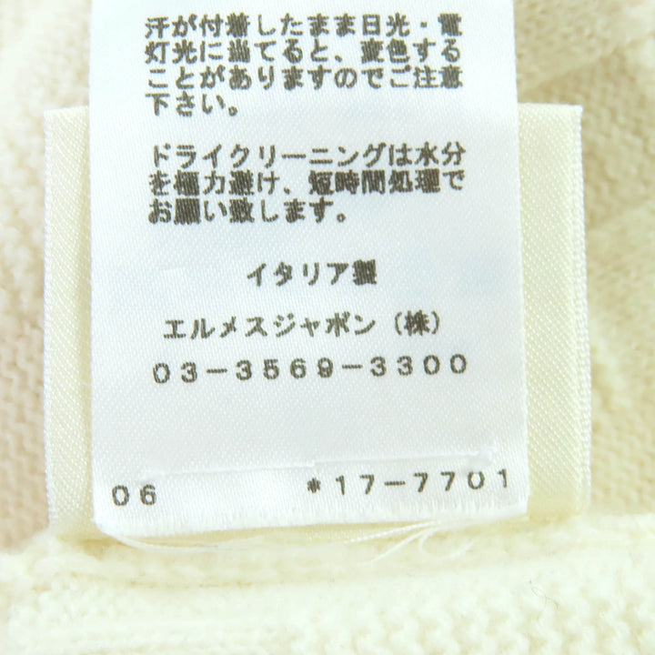 Excellent HERMES one piece H-pattern knit crew neck long sleeve Ivory wool 36