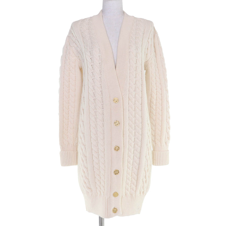 Great CHANEL cardigan COCO Mark Button Gold Button Long Sleeve Knit Ivory Women