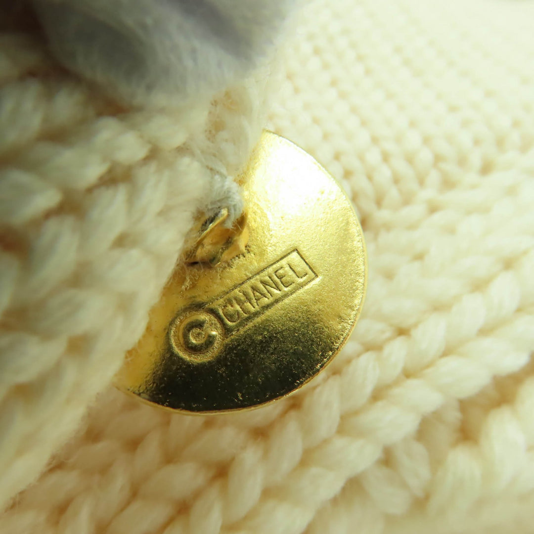 Great CHANEL cardigan COCO Mark Button Gold Button Long Sleeve Knit Ivory Women