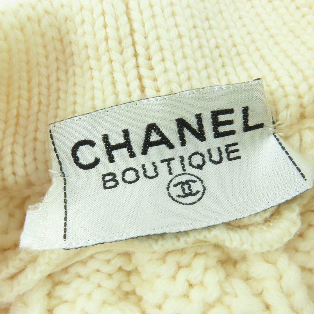 Great CHANEL cardigan COCO Mark Button Gold Button Long Sleeve Knit Ivory Women