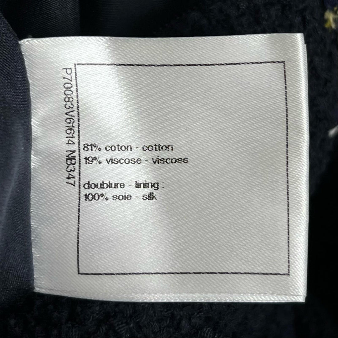 Excellent CHANEL Tweed skirt COCO Mark Dark navy cotton Women 38 P70083