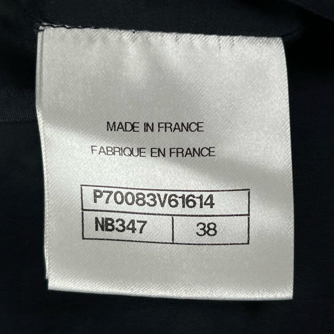 Excellent CHANEL Tweed skirt COCO Mark Dark navy cotton Women 38 P70083