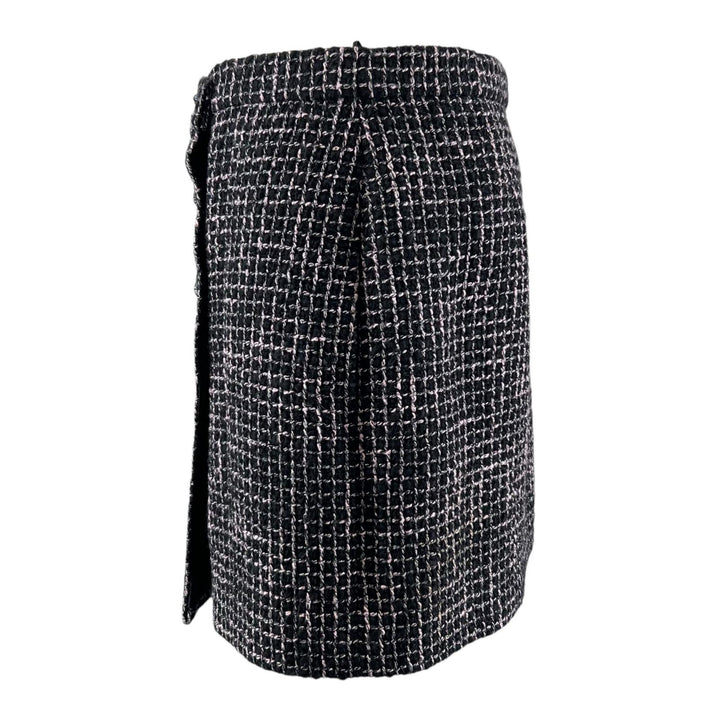 Excellent CHANEL Tweed skirt lion button black wool Women 38 P73336