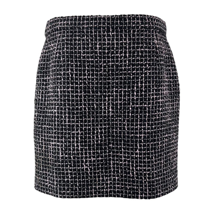 Excellent CHANEL Tweed skirt lion button black wool Women 38 P73336