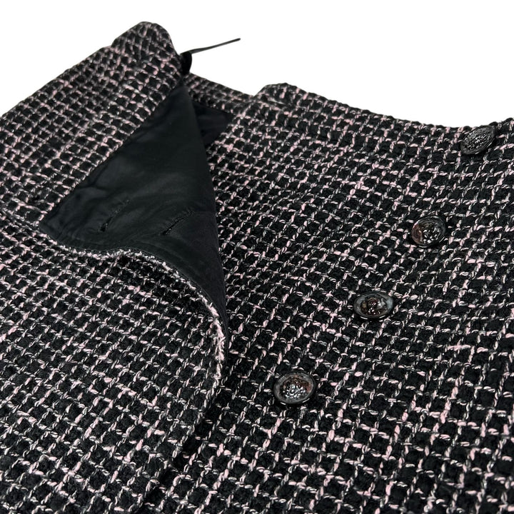 Excellent CHANEL Tweed skirt lion button black wool Women 38 P73336