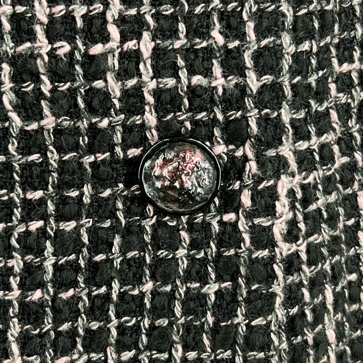 Excellent CHANEL Tweed skirt lion button black wool Women 38 P73336