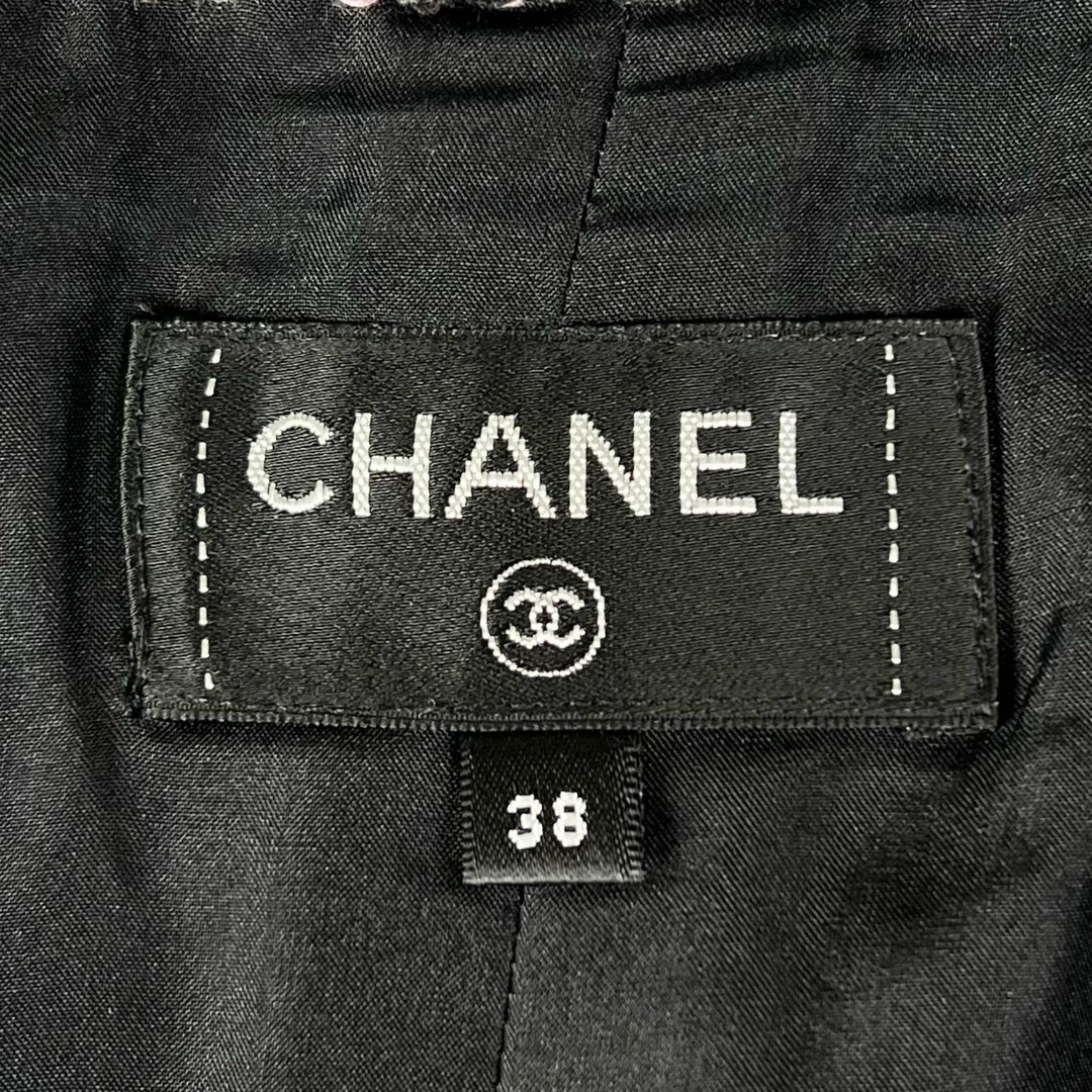 Excellent CHANEL Tweed skirt lion button black wool Women 38 P73336