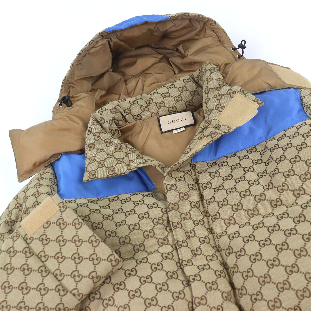 素晴らしい GUCCI ダウンジャケット GG コットンキャンバス ベージュ コットン メンズ 44 751395